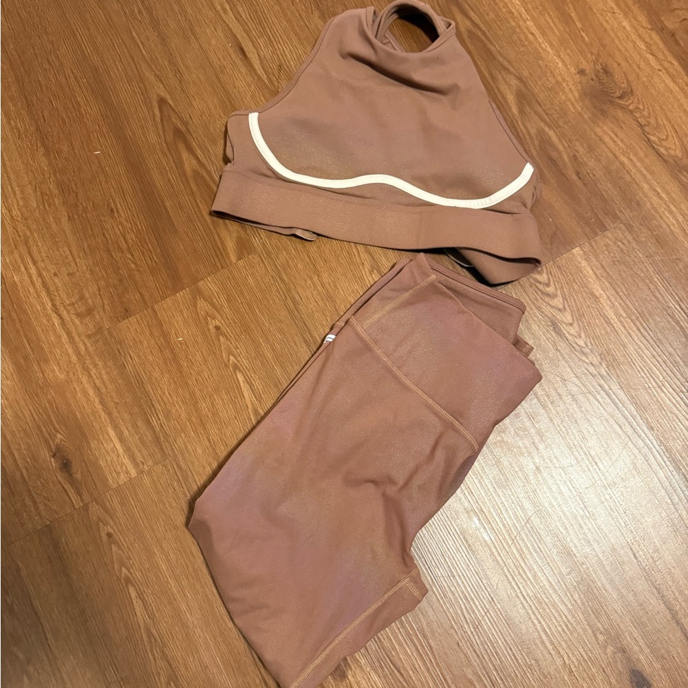 Iridescent Brown Athletic Set with White Trim